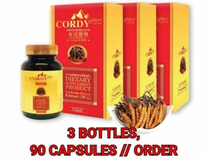 3X 30 Capsules CORDY PLUS Tibetan Cordyceps Sinensis 350mg Q10 Zinc Vitamin B6 C - Picture 1 of 10