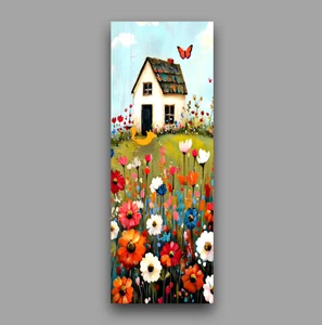 Prairie House Bookmark - Whimsical Fox Flower Garden, Gift For Book Readers - Imagen 1 de 2
