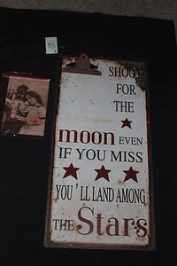 METAL SIGN/MEMO BOARD ,DISTRESSED LOOK, WALL HANGING WITH VERSE INCL' - Picture 1 of 2