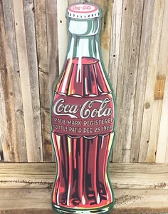 Coca Cola Coke Soda Pop Glass Bottle 36" Embossed Metal Tin Sign Vintage New - Picture 1 of 4