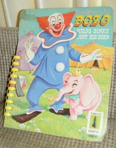 1964 Larry Harmon's T.V. BOZO HELPS DINKY TOOT HIS HORN BOOK Chipboard Vintage  - Foto 1 di 3
