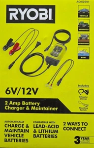 RYOBI 2 Amp 6V/12V Battery tender & Charger ships Puerto Rico ship 2 - Picture 1 of 5