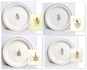 ¡AMANTES DEL INVIERNO! HERMOSO JUEGO DE 4 PLATOS DE POSTRE DE DISEÑO MUÑECO DE NIEVE DE 8" NUEVOS - Imagen 1 de 9
