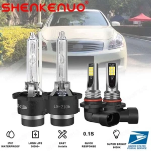 For Infiniti G35 2008 - Front HID Headlights High/Low Beam + Fog Light 4× Bulbs - Picture 1 of 16