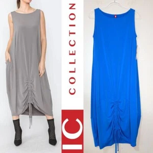 IC Collection Sleeveless Jersey Midi Balloon Dress Denim Blue Sz S NWT $158 - Picture 1 of 9