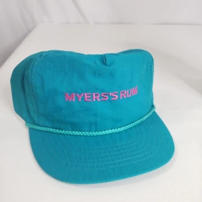 De Colección Años 90 Myers Ron Neón Nylon Snapback Sombrero Gorra Cuerda Beber Playa Navegación Foto 1 de 4