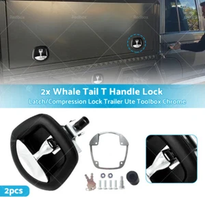 2pcs Whale Tail Lock/Compression Lock Black w/ Chrome Handle Trailer Ute Toolbox - Picture 1 of 12