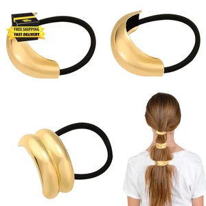 3 piezas puños dorados cola de caballo puños elásticos dorados lazos dorados elegantes y duraderos - Imagen 1 de 7