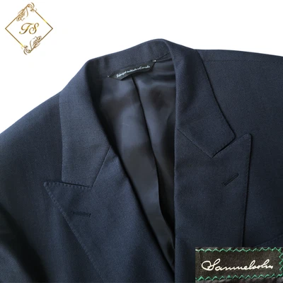 Samuelsohn Men Double Breast Blue Hopsack Blazer 42r Super 110 Sport Coat Jacket - Image 1 of 4