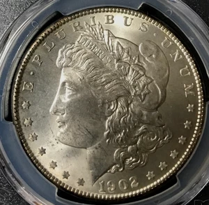 1902-O USA Morgan Dollar. PCGS MS64. Silver. New Orleans Mint .rev toning - Picture 1 of 4