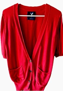 American Eagle Outfitters rote lässige lockere leichte Strickjacke Größe Medium - Bild 1 von 2