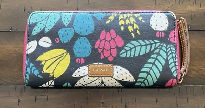 Fossil Eliza Clutch Zip-Around Wallet Dark Floral NWT $65 - Image 1 of 4