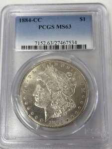 1884 CC Morgan Silver Dollar PCGS MS-63 - Picture 1 of 2