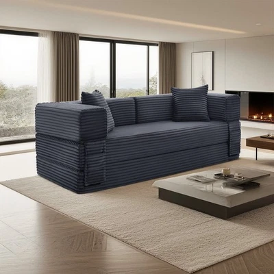 Compression Sofa,Floor Couch -Convertible Floor Foldable Sofa Bed with 3 Pillows - Image 1 of 4