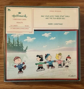 20 cartoline di NATALE vintage pre-70 Hallmark in scatola Peanuts Gang NUOVE - Foto 1 di 2