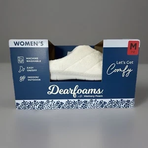 Dearfoams Women’s Indoor Outdoor Memory Foam Clog Slippers Size M 7/8 Cream NEW - Picture 1 of 18
