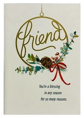 Christmas Card For Friend You’re A Blessing Gold Foil Ornament Hallmark Card NEW - Image 1 of 4