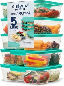 Sistema Nest It Frischhaltedosen 5er Set 1,9L 3 Fächer BPA frei grün - Bild 1 von 15