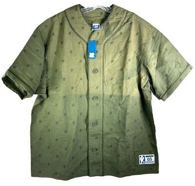 Рубашка бейсбольная футболка UNDFT вышитая оливково-зеленая мужская большая НОВАЯ - Изображение 1 из 4