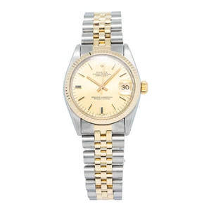 Rolex DateJust 6827 18k Two Tone YG Fluted Champagne Dial Auto Lady's Watch 31mm - Picture 1 of 6