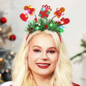 Light up Christmas Headbands Red Xmas Hairbands Glowing Snowflake Headband Holid - Picture 1 of 12