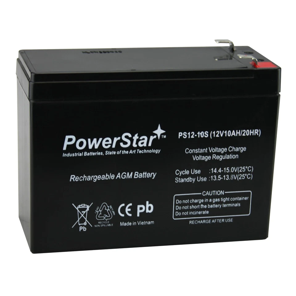 12v 10ah Sla Battery Replaces Rec10-12 Es10-12s Psh-12100f2 Ub12100-s - Image 1 of 4