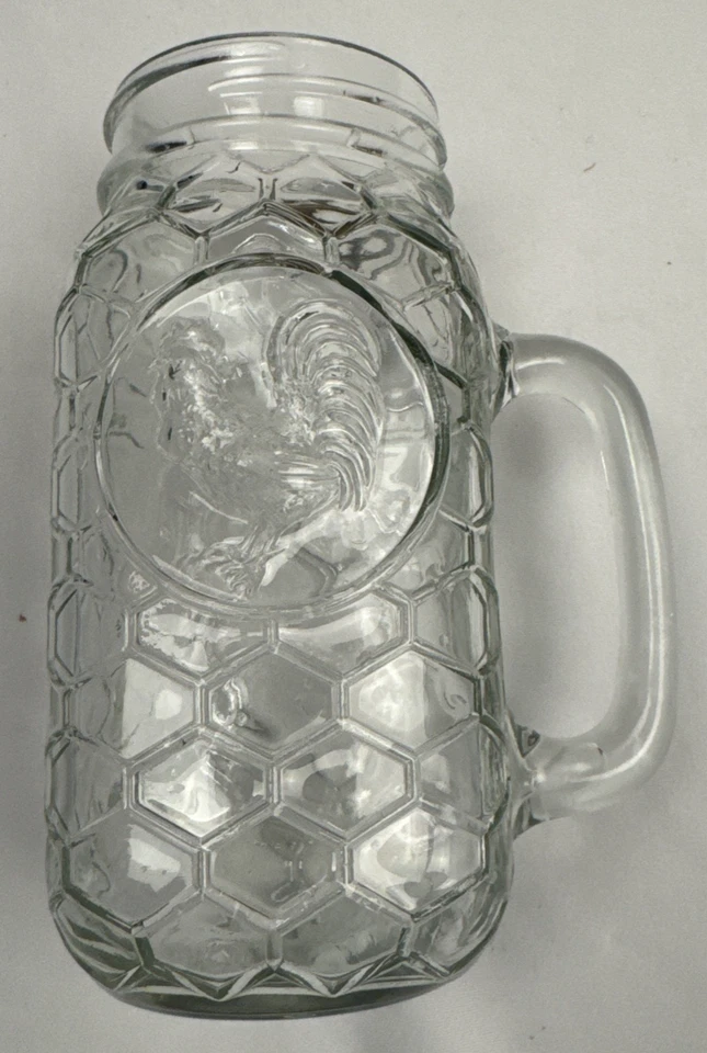 Mango de tarro de albañil para beber gallo 24 oz vidrio diseño de alambre de pollo granja elegante Foto 1 de 4