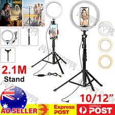 10/12 inch Dimmable LED Ring Light +2.1M Tripod Stand Selfie Circle Lamp