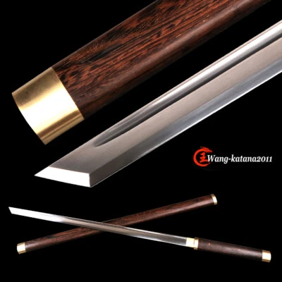 Rosewood Shirasaya Ninjato 1095 Japanese Ninja Battle Ready Sharp Straight Sword - image 1 of 4