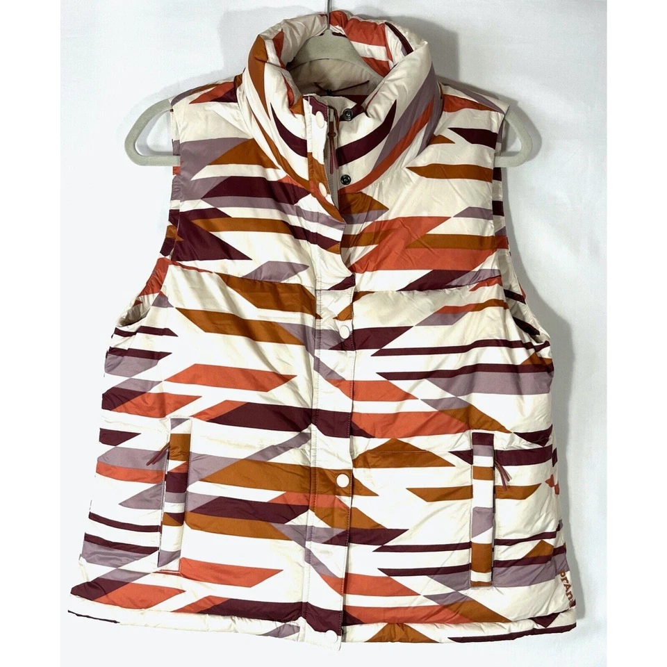 prAna Rose Hips Geo HELLEBORE DOWN Duck Down Puffer Vest MEDIUM
