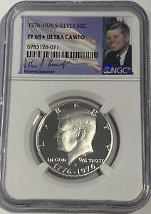 1776-1976 S NGC PF68 STAR ULTRA CAMEO PROOF SILVER KENNEDY HALF JFK COIN POP 2