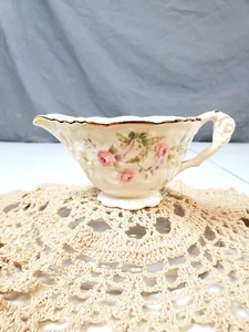 Pope Gosser Porcelain Rose Point & Gold Embossed Antique 2 1/2" Tall Creamer 8oz - Picture 1 of 6