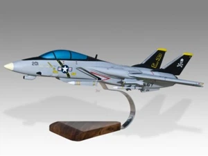 Grumman F-14 Tomcat Jolly Rogers USAF Desk Wood Airplane Model Small Scale 1/72 - Picture 1 of 12