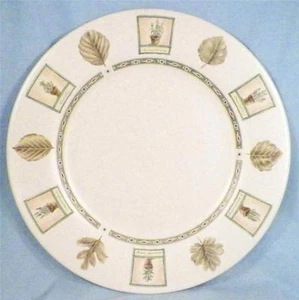Pfaltzgraff Naturewood Dinner Plate Stoneware Leaves Herbs Garden Tools - Picture 1 of 4