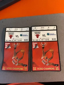 Chicago Bulls Vs Dallas Mavericks 3/25/97 -2 Ticket Stubs- Jordan 20 Pts Win - Picture 1 of 2