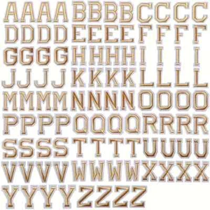 Buchstaben A bis Z bestickt Aufbügeln Patch ca. 2 x 1 1/2 Zoll auswählen Buchstabe Gold - Bild 1 von 5