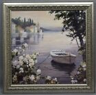 Framed 20" x 20" Marilyn Simandle Art Print "WATERS EDGE" Rowboat Landscape