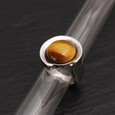 Edelstahl Ring mit Tigerauge 16 17 18 19 20 21 mm Edelstein 316 Steinschatz - Bild 1 von 3