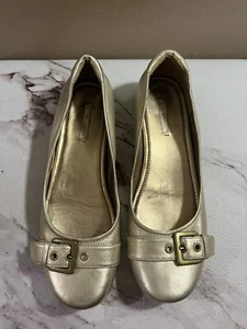 ECCO Ballet Flats Womens 41 US 10 10.5 Gold Metallic Slip On Comfort - Picture 1 of 11