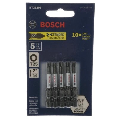 Bosch 2610039579 ITT25205 Impact Tough T25 TORX Power Bit, 2" Length, 5-Pack - Image 1 of 4