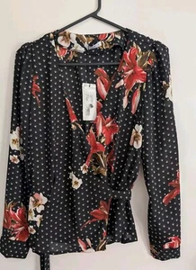 Sheike Skirt Lily Spot Wrap New With Tags Size 10 RRP $109 Cuff Tie Floral Top - Picture 1 of 13