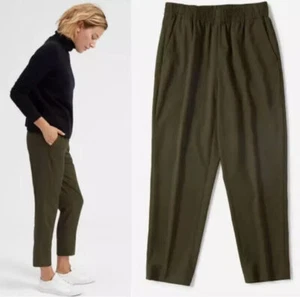 EVERLANE The Italian GoWeave Easy Pant elastico in vita 100% lana, verde, taglia 16 - Foto 1 di 9