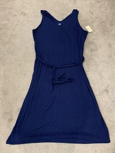 St John’s Bay Maxi Dress Women’s Size 1X American Navy Blue Stretch Knit NWT - Picture 1 of 17