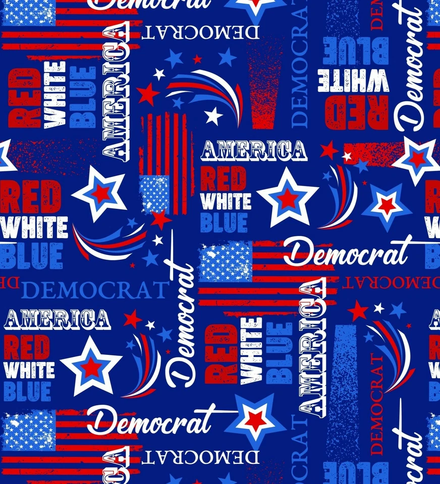 DEM America Democratic Party Blue Cotton Fabric From David Textiles - Image 1 of 1