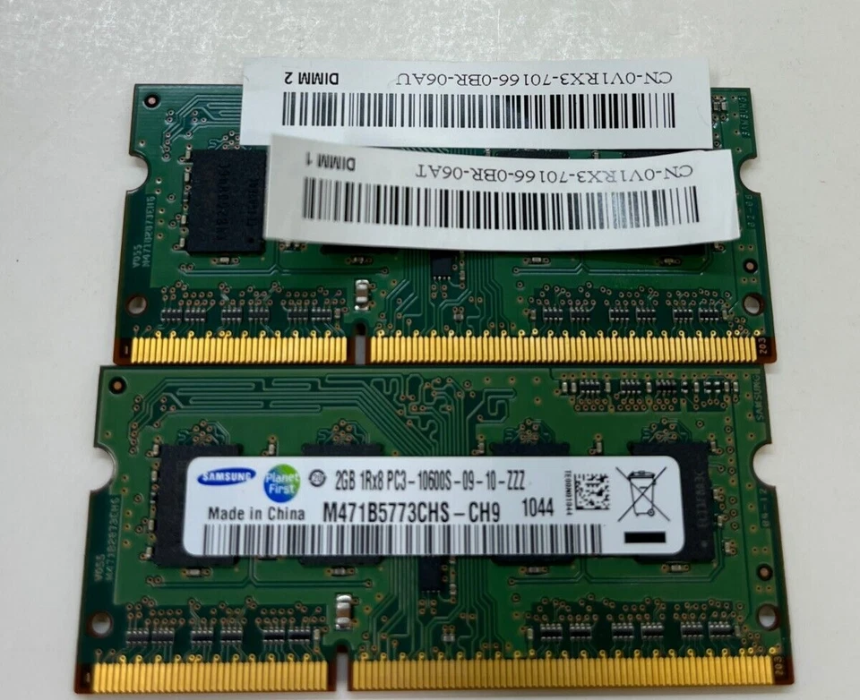 Samsung  2X2GB 1RX8 PC3-10500S  M471B5773CHS-CH9 Laptop Memory - Image 1 of 1