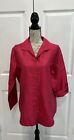 CHICO'S Women's Red 100% Silk Collared Button Up Top Shirt Size 2 (L-12)