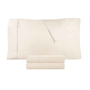 300 Thread Count 100% Cotton Percale Bed Sheets Solid Deep Pocket Sheet Set - Picture 1 of 64