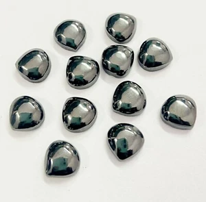 Natural Hematite Heart Shape Cabochon Flat Back Gemstone Loose Calibrated Stones - Picture 1 of 12