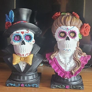 Dios De Los Muertos/Halloween 11 Zoll beleuchtende Sugar Skull Büsten - Bild 1 von 20