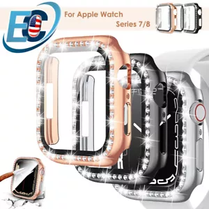 For iWatch Series 7 8 9 41/45mm Bling Case Hard PC Full Cover Screen Protector - Picture 1 of 16